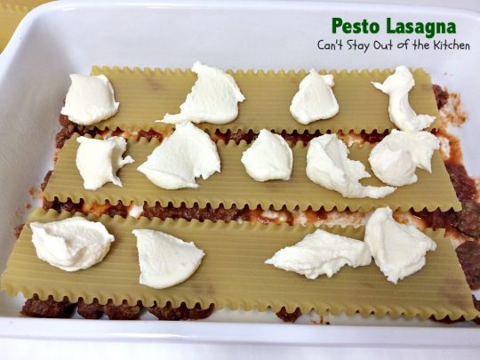 Pesto Lasagna | Can't Stay Out of the Kitchen | this amazing #lasagna is one of the BEST you'll ever eat! It uses oven-ready #noodles which makes it a lot easier to assemble. #pasta #pesto