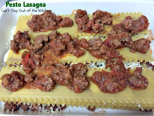 Pesto Lasagna | Can't Stay Out of the Kitchen | this amazing #lasagna is one of the BEST you'll ever eat! It uses oven-ready #noodles which makes it a lot easier to assemble. #pasta #pesto