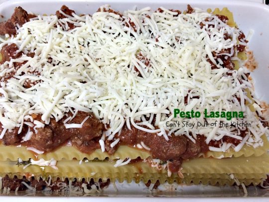 Pesto Lasagna | Can't Stay Out of the Kitchen | this amazing #lasagna is one of the BEST you'll ever eat! It uses oven-ready #noodles which makes it a lot easier to assemble. #pasta #pesto