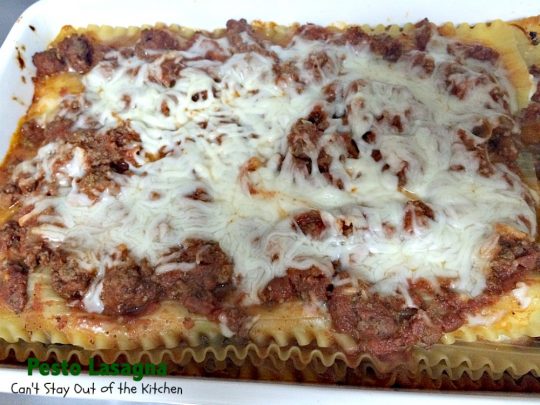 Pesto Lasagna | Can't Stay Out of the Kitchen | this amazing #lasagna is one of the BEST you'll ever eat! It uses oven-ready #noodles which makes it a lot easier to assemble. #pasta #pesto
