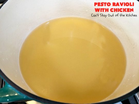 Pesto Ravioli with Chicken | Can't Stay Out of the Kitchen | Succulent & amazing #chicken #recipe with #pesto sauce, #ravioli #mushrooms, #tomatoes & #artichokes. Our company loved this entree. #cheese #parmesancheese #Italian 