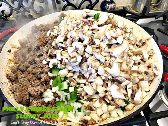 Philly Cheese Steak Sloppy Joes | Can't Stay Out of the Kitchen | these spectacular #SloppyJoes are so mouthwatering & delicious. They can be made in about 15 minutes, making them perfect for busy weeknight dinners. We loved them! #sandwiches #PhillyCheeseSteak