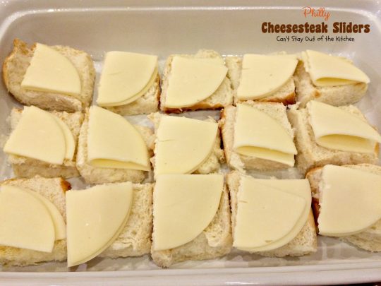 Philly Cheesecake Sliders | Can't Stay Out of the Kitchen | one of the most scrumptious #sliders you'll ever eat. Great for #tailgating parties or the #SuperBowl! These use #King'sHawaiianRolls. 