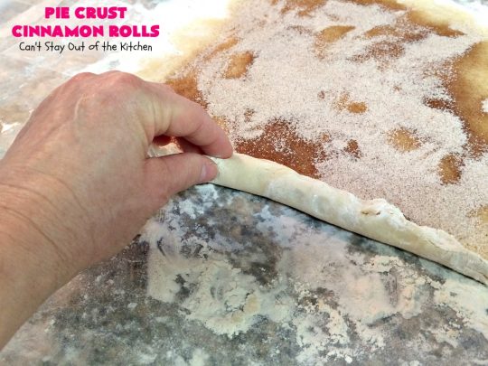 Pie Crust Cinnamon Rolls | Can't Stay Out of the Kitchen | my Mom always made these when I was growing up. They're so delicious & great for #breakfast or as a snack. #PieCrust #CinnamonRolls #PieCrustCinnamonRolls