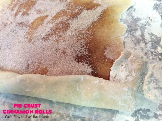 Pie Crust Cinnamon Rolls | Can't Stay Out of the Kitchen | my Mom always made these when I was growing up. They're so delicious & great for #breakfast or as a snack. #PieCrust #CinnamonRolls #PieCrustCinnamonRolls