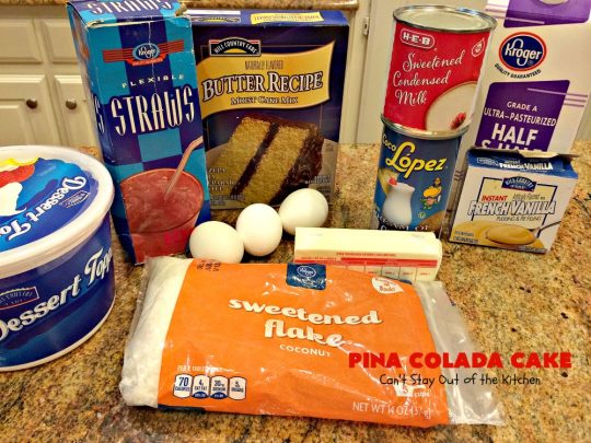 Pina Colada Cake | Can't Stay Out of the Kitchen | Best #PinaColada cake ever! This amazing #pokecake uses cream of coconut & sweetened condensed milk to make it exceptionally moist. It's terrific for potlucks, special occasions & #holidays. 