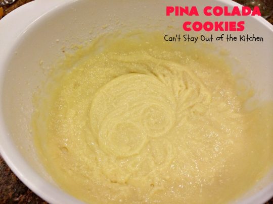 Pina Colada Cookies | Can't Stay Out of the Kitchen | these spectacular #Christmas #cookies have #pineapple, #coconut, #almonds, #candiedcherries & vanilla chips. They are out of this world good! Perfect for #holiday #baking & #ChristmasCookie Exchanges. #dessert #CherryDessert #PineappleDessert #PinaColada #ChristmasCookieExchange