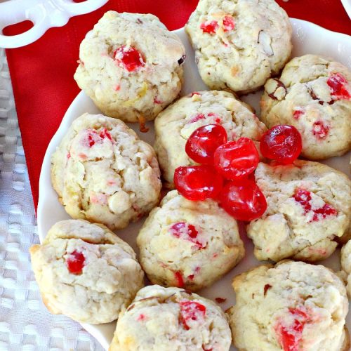 Pina Colada Cookies | Can't Stay Out of the Kitchen | these spectacular #Christmas #cookies have #pineapple, #coconut, #almonds, #candiedcherries & vanilla chips. They are out of this world good! Perfect for #holiday #baking & #ChristmasCookie Exchanges. #dessert #CherryDessert #PineappleDessert #PinaColada #ChristmasCookieExchange