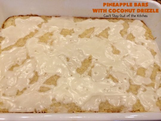 Pineapple Bars with Coconut Drizzle | these spectacular #dessert bars will have you absolutely drooling! They are heavenly and mouthwatering with a crust layer, #pineapple layer, #streusel layer & a #coconut glaze over top. Perfect for #holidays like #Easter or #MothersDay. #PineappleDessert #HolidayDessert #EasterDessert #MothersDayDessert #cookie #brownie #PineappleCookies #PinaColada #PinaColadaDessert
