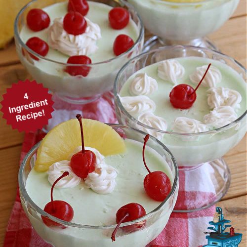 Pineapple Chiffon Salad | Can't Stay Out of the Kitchen | Enjoy a serving of this delicious vintage #recipe for #PineappleChiffonSalad. This #CongealedSalad uses ONLY 4 ingredients! It's so easy to whip up & perfect for summer #holidays, special occasions or any time you want #pineapple in your #salad. #Jello #CreamCheese #StPatricksDay
