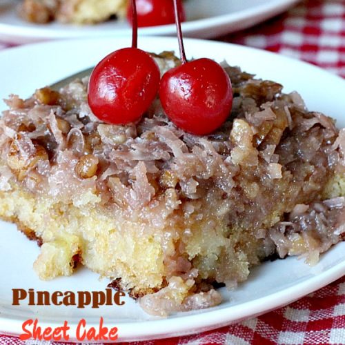 Pineapple Sheet Cake | Can't Stay Out of the Kitchen | delicious one-bowl #cake that's quick & easy & a family favorite. This one has a boiled #coconut & #pecan icing. #dessert #pineapple