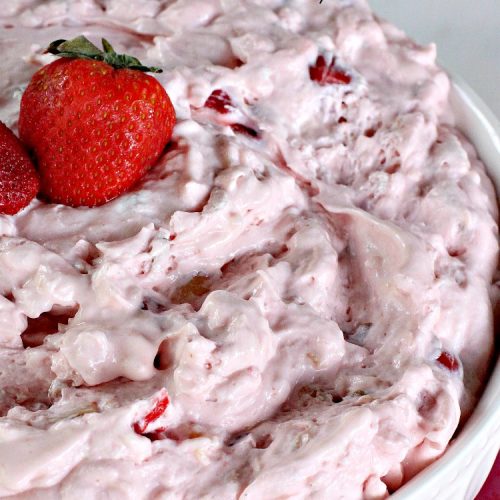 Pink Fluff | Can't Stay Out of the Kitchen | the most divine #fruit #salad ever! It's almost like eating #dessert. This is also incredibly easy to make since it uses only 5 ingredients. #pineapple #cherrypiefilling #glutenfree
