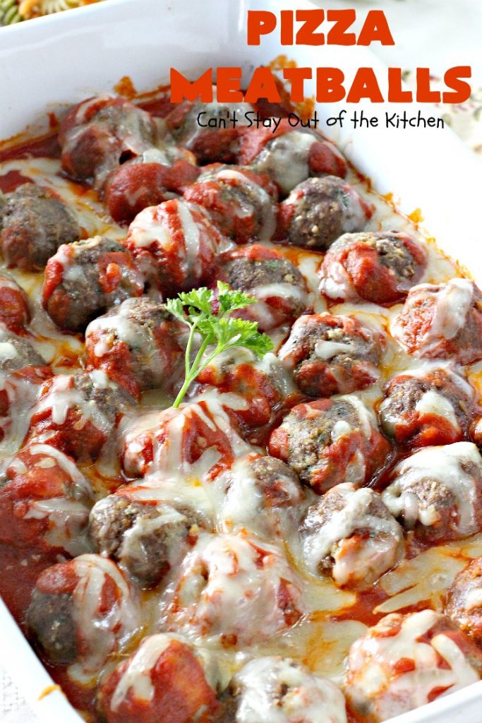 Pizza Meatballs | Can't Stay Out of the Kitchen | this delightful 30-minute #meatballs recipe is perfect for weeknights when you're short on time. It's kid-friendly & delicious comfort food. #pizza #beef #cheese #pasta