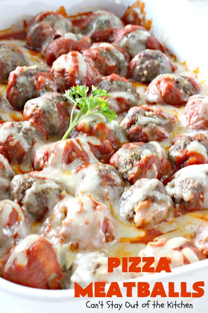 Pizza Meatballs | Can't Stay Out of the Kitchen | this delightful 30-minute #meatballs recipe is perfect for weeknights when you're short on time. It's kid-friendly & delicious comfort food. #pizza #beef #cheese #pasta
