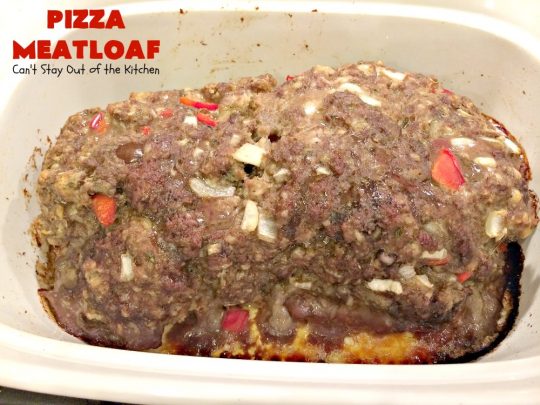 Pizza Meatloaf | Can't Stay Out of the Kitchen | this jazzed up #meatloaf is spectacular & a family favorite. It's got an #Italian flare by adding #mozzallacheese & #spaghettisauce. It tastes like #pizza but in meatloaf form. Terrific weeknight dinner. #beef