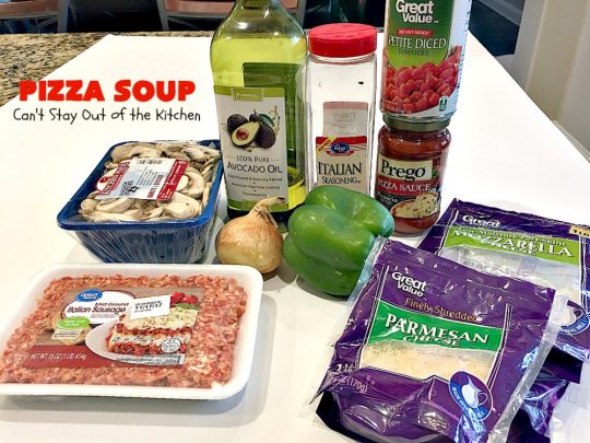 Pizza Soup | Can't Stay Out of the Kitchen | this easy 30-minute #soup is like eating your favorite #pepperoni or Italian #sausage #pizza but in soup form! It's absolutely terrific. #glutenfree