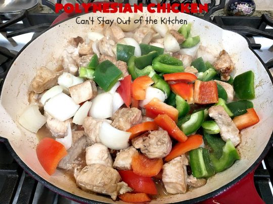 Polynesian Chicken | Can't Stay Out of the Kitchen | this quick & easy 30-minute entree is perfect for weeknight dinners when you're short on time. It's got amazing #Polynesian flavors with #pineapple & a #Caribbean sauce added to the ingredients. #GlutenFree #chicken #PolynesianChicken #30MinuteMeal