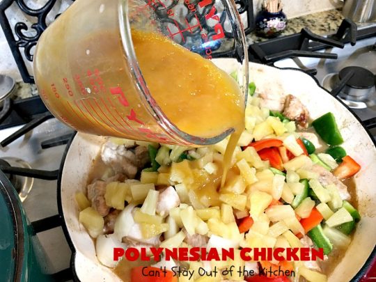 Polynesian Chicken | Can't Stay Out of the Kitchen | this quick & easy 30-minute entree is perfect for weeknight dinners when you're short on time. It's got amazing #Polynesian flavors with #pineapple & a #Caribbean sauce added to the ingredients. #GlutenFree #chicken #PolynesianChicken #30MinuteMeal