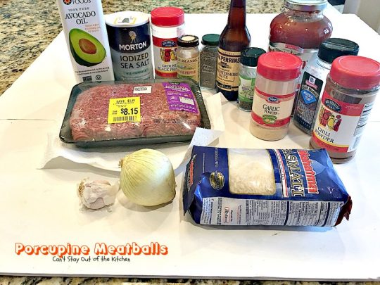 Porcupine Meatballs | Can't Stay Out of the Kitchen | these delicious #meatballs are smothered in a tasty #spaghettisauce. Made with #rice so they're #glutenfree. #beef #groundbeef