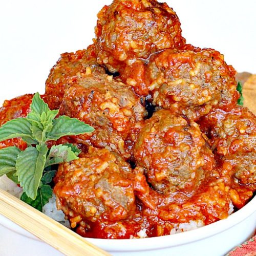 Porcupine Meatballs | Can't Stay Out of the Kitchen | these delicious #meatballs are smothered in a tasty #spaghettisauce. Made with #rice so they're #glutenfree. #beef #groundbeef