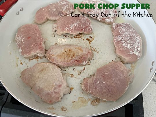 Pork Chop Supper | Can't Stay Out of the Kitchen | this is a fantastic #OneDishMeal #recipe where everything cooks together in the same skillet. #RedPotatoes, #carrots & #SmotheredPorkChops come together in a deliciously seasoned #SkilletDinner that's quick & easy. This meal-in-one can be prepared in under an hour making it a great option for busy week-night suppers. #PorkChopSupper