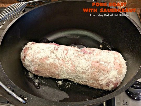 Pork Roast with Sauerkraut | Can't Stay Out of the Kitchen | our favorite comfort food when we were growing up. This is terrific for #Easter & company dinners. Uses only a handful of ingredients so it's very easy. #glutenfree #sauerkraut #pork
