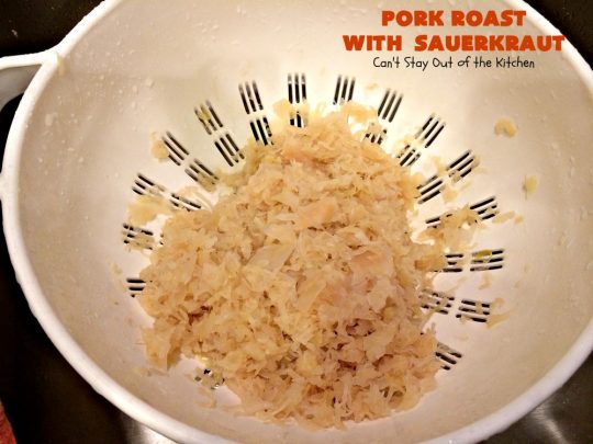 Pork Roast with Sauerkraut | Can't Stay Out of the Kitchen | our favorite comfort food when we were growing up. This is terrific for #Easter & company dinners. Uses only a handful of ingredients so it's very easy. #glutenfree #sauerkraut #pork