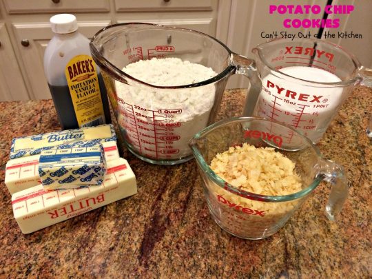 Potato Chip Cookies | Can't Stay Out of the Kitchen | these amazing 5-ingredient #cookies are divine! We make them every year at #Christmas time and everyone loves them. All are amazed that they have #PotatoChips in the batter! Mouthwatering & so delicious. #holiday #HolidayBaking #HolidayDessert #ChristmasCookieExchange #dessert #PotatoChipCookies