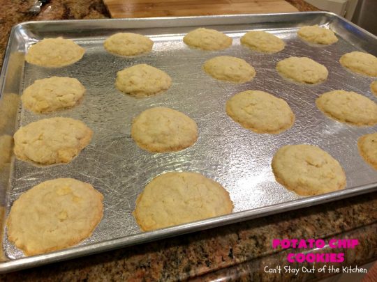 Potato Chip Cookies | Can't Stay Out of the Kitchen | these amazing 5-ingredient #cookies are divine! We make them every year at #Christmas time and everyone loves them. All are amazed that they have #PotatoChips in the batter! Mouthwatering & so delicious. #holiday #HolidayBaking #HolidayDessert #ChristmasCookieExchange #dessert #PotatoChipCookies