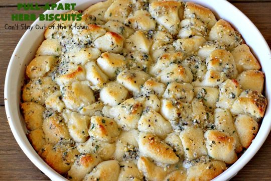 Pull-Apart Herbed Biscuits | Can't Stay Out of the Kitchen | this fantastic pull-apart #MonkeyBread is easy & delightful. The savory herb flavors make this a dynamic #bread to serve as a side for any main dish. Great for company or #holiday dinners too. #PullApartHerbedBiscuits