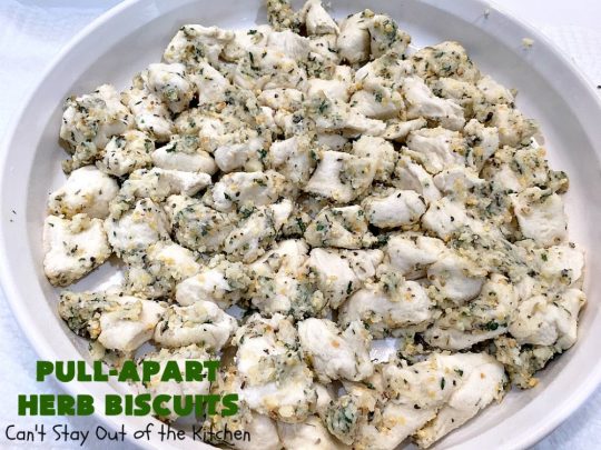 Pull-Apart Herbed Biscuits | Can't Stay Out of the Kitchen | this fantastic pull-apart #MonkeyBread is easy & delightful. The savory herb flavors make this a dynamic #bread to serve as a side for any main dish. Great for company or #holiday dinners too. #PullApartHerbedBiscuits
