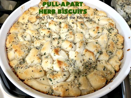 Pull-Apart Herbed Biscuits | Can't Stay Out of the Kitchen | this fantastic pull-apart #MonkeyBread is easy & delightful. The savory herb flavors make this a dynamic #bread to serve as a side for any main dish. Great for company or #holiday dinners too. #PullApartHerbedBiscuits