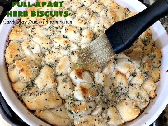 Pull-Apart Herbed Biscuits | Can't Stay Out of the Kitchen | this fantastic pull-apart #MonkeyBread is easy & delightful. The savory herb flavors make this a dynamic #bread to serve as a side for any main dish. Great for company or #holiday dinners too. #PullApartHerbedBiscuits