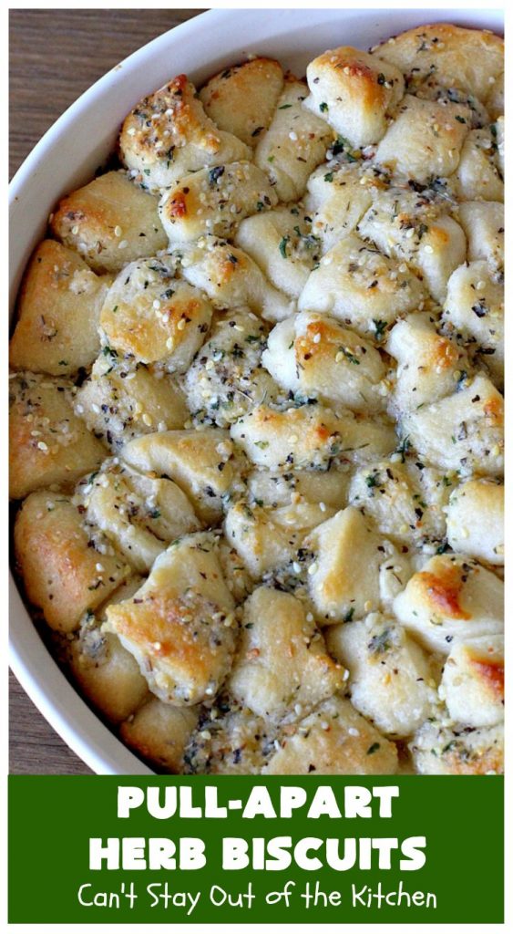 Pull-Apart Herbed Biscuits | Can't Stay Out of the Kitchen | this fantastic pull-apart #MonkeyBread is easy & delightful. The savory herb flavors make this a dynamic #bread to serve as a side for any main dish. Great for company or #holiday dinners too. #PullApartHerbedBiscuits