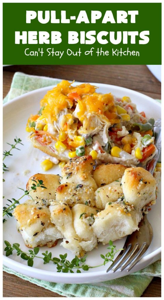 Pull-Apart Herbed Biscuits | Can't Stay Out of the Kitchen | this fantastic pull-apart #MonkeyBread is easy & delightful. The savory herb flavors make this a dynamic #bread to serve as a side for any main dish. Great for company or #holiday dinners too. #PullApartHerbedBiscuits