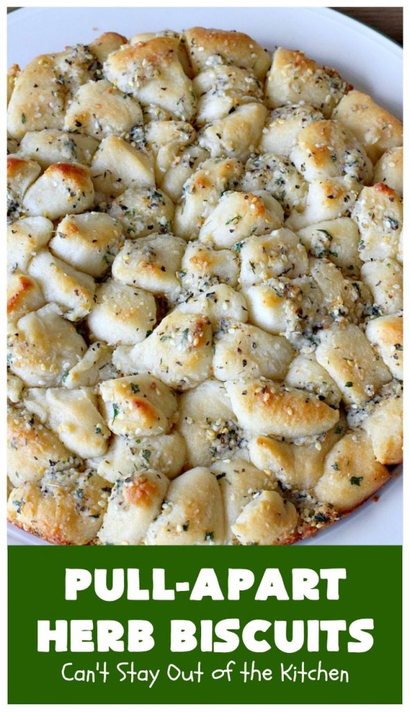 Pull-Apart Herbed Biscuits | Can't Stay Out of the Kitchen | this fantastic pull-apart #MonkeyBread is easy & delightful. The savory herb flavors make this a dynamic #bread to serve as a side for any main dish. Great for company or #holiday dinners too. #PullApartHerbedBiscuits
