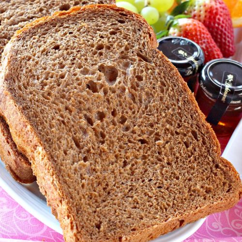 Pumpernickel Bread | Can't Stay Out of the Kitchen | This delicious home-baked #bread is so easy since it's made in the #breadmaker. #Pumpernickel is a #SourdoughBread made with #RyeFlour. It's excellent as a dinner bread with any entree. We like to serve it for #breakfast with Apple Butter or jelly. #HomeMadeBread #HomeBakedBread #PumpernickelBread