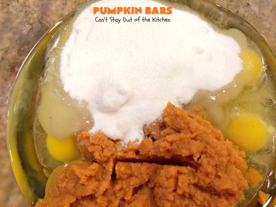Pumpkin Bars | Can't Stay Out of the Kitchen | sensational #dessert for #fall #baking. The #creamcheese frosting is heavenly. #pumpkin #cookie