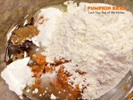 Pumpkin Bars | Can't Stay Out of the Kitchen | sensational #dessert for #fall #baking. The #creamcheese frosting is heavenly. #pumpkin #cookie