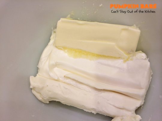 Pumpkin Bars | Can't Stay Out of the Kitchen | sensational #dessert for #fall #baking. The #creamcheese frosting is heavenly. #pumpkin #cookie