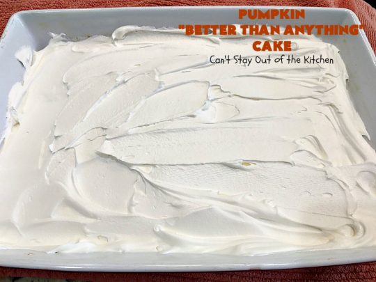 Pumpkin Better Than Anything Cake | Can't Stay Out of the Kitchen | this is one of the best #desserts I've ever tried. The #pumpkin #pokecake is filled with sweetened condensed milk so it's extremely moist. This easy #recipe also uses #HeathEnglishToffeeBit & #CaramelSundaeSauce. You'll be drooling after the first bite! #PumpkinCake #cake #CoolWhip #PumpkinDessert #EasyDessert #HolidayDessert #ThanksgivingDessert #ChristmasDessert
