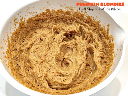 Pumpkin Blondies | Can't Stay Out of the Kitchen | these spectacular #cookies are filled with #butterscotch chips, white #chocolate chips, #pumpkin and #pecans. #CandyCorns at the top and a white chocolate glaze make them absolutely irresistible. #brownies #fall #FallBaking #holidays #dessert #ThanksgivingDessert #pumpkindessert