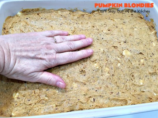Pumpkin Blondies | Can't Stay Out of the Kitchen | these spectacular #cookies are filled with #butterscotch chips, white #chocolate chips, #pumpkin and #pecans. #CandyCorns at the top and a white chocolate glaze make them absolutely irresistible. #brownies #fall #FallBaking #holidays #dessert #ThanksgivingDessert #pumpkindessert