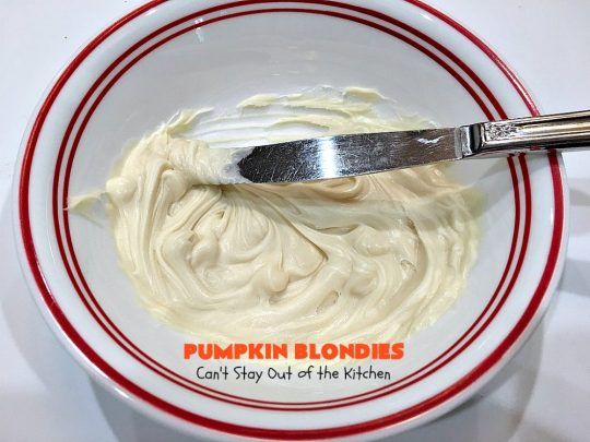 Pumpkin Blondies | Can't Stay Out of the Kitchen | these spectacular #cookies are filled with #butterscotch chips, white #chocolate chips, #pumpkin and #pecans. #CandyCorns at the top and a white chocolate glaze make them absolutely irresistible. #brownies #fall #FallBaking #holidays #dessert #ThanksgivingDessert #pumpkindessert