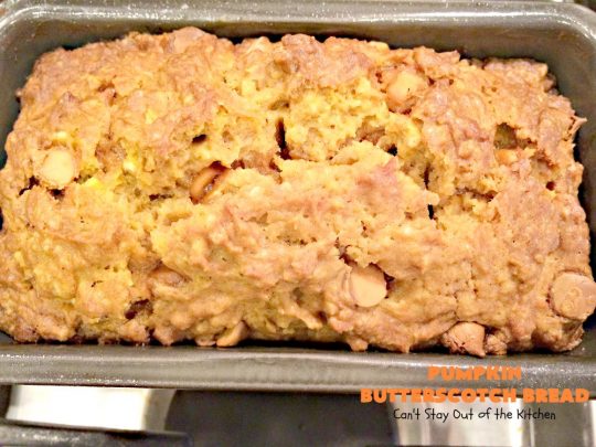 Pumpkin Butterscotch Bread | Can't Stay Out of the Kitchen | this outrageous #pumpkin #bread is filled with #butterscotch chips & has a luscious butterscotch icing. Excellent for #fall #baking or a #holiday #breakfast like #Thanksgiving.