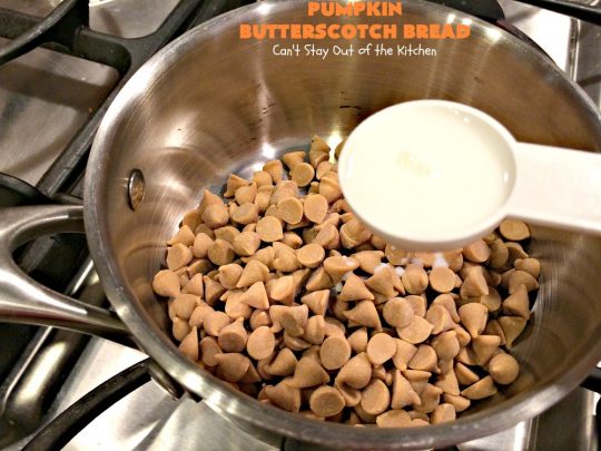 Pumpkin Butterscotch Bread | Can't Stay Out of the Kitchen | this outrageous #pumpkin #bread is filled with #butterscotch chips & has a luscious butterscotch icing. Excellent for #fall #baking or a #holiday #breakfast like #Thanksgiving.