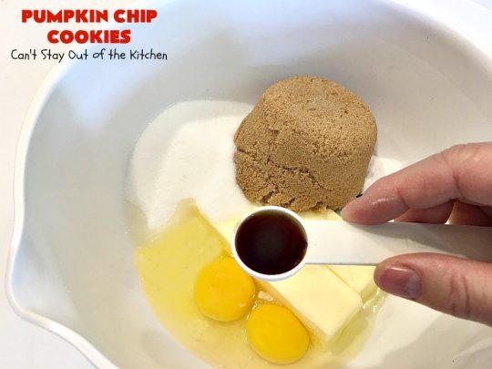 Pumpkin Chip Cookies | Can't Stay Out of the Kitchen | these heavenly #cookies use #pumpkin 'n spice chips & vanilla chips. They are absolutely divine! Perfect for #fall or #holiday baking. #dessert