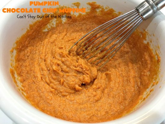 Pumpkin Chocolate Chip Muffins | Can't Stay Out of the Kitchen | these heavenly #pumpkin #muffins will knock your socks off! They're filled with #chocolate chips & delicately seasoned with #cinnamon, cloves & nutmeg. They're perfect for a #holiday or company  #breakfast. They're also terrific any time you want a chocolate fix! #ThanksgivingBreakfast #FallBaking #Fall #ChristmasBreakfast