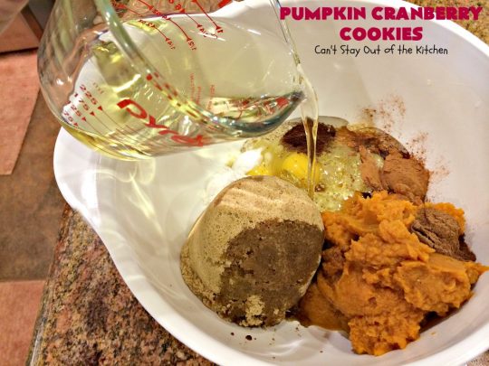 Pumpkin Cranberry Cookies | Can't Stay Out of the Kitchen | these favorite #Christmas #cookies use #pumpkin, fresh #cranberries & have a #cinnamon frosting on top with #sprinkles! Terrific #dessert for #fall baking.