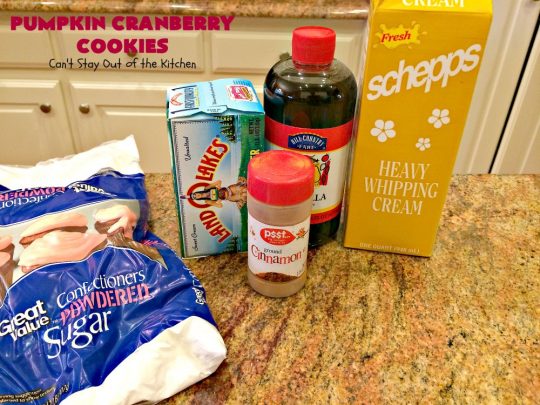 Pumpkin Cranberry Cookies | Can't Stay Out of the Kitchen | these favorite #Christmas #cookies use #pumpkin, fresh #cranberries & have a #cinnamon frosting on top with #sprinkles! Terrific #dessert for #fall baking.